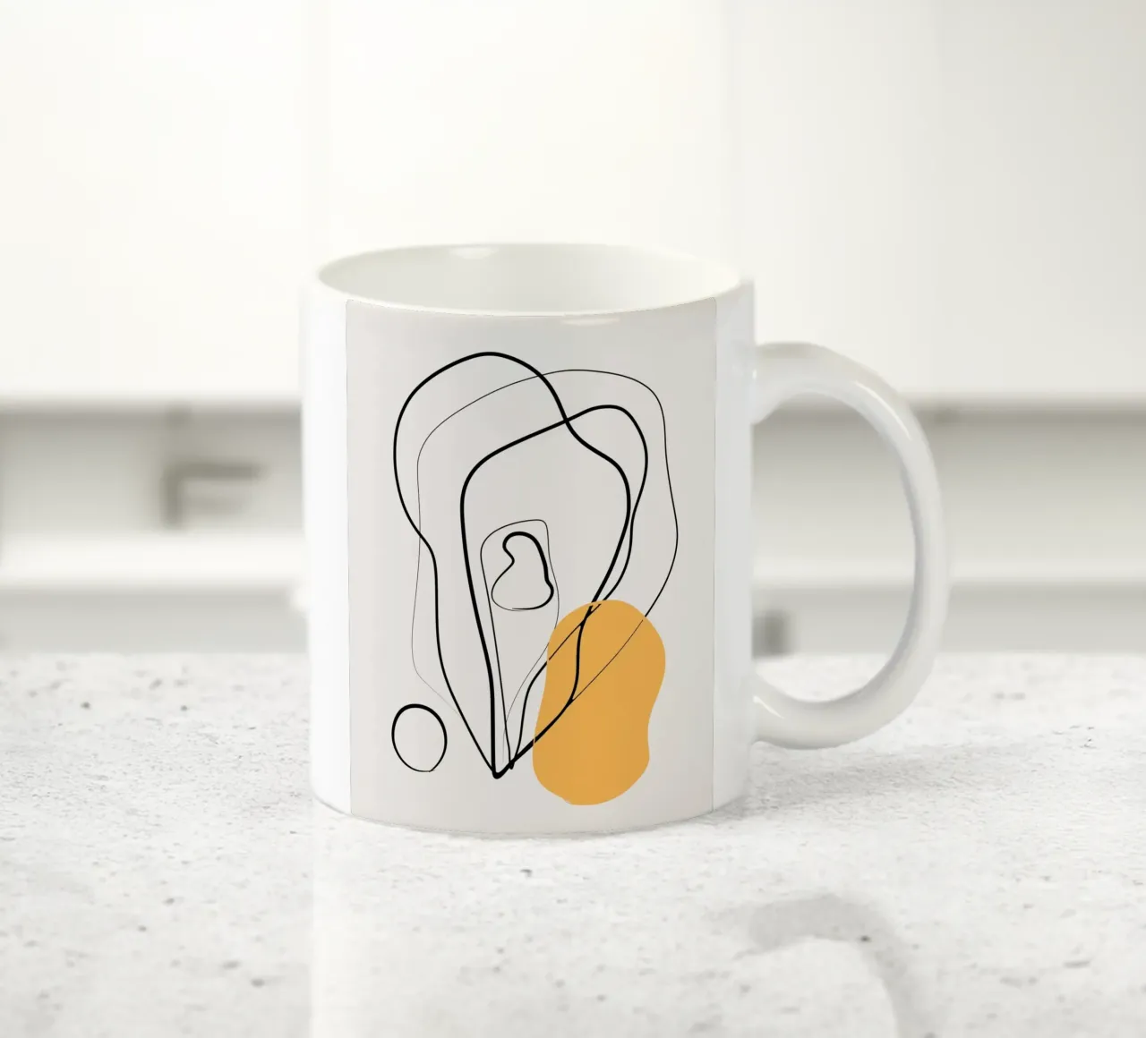 Giallo e linee artistiche 02 tazza in ceramica da Little Dean