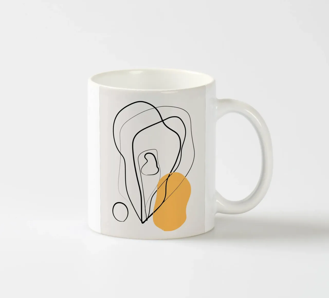 Giallo e linee artistiche 02 tazza in ceramica da Little Dean