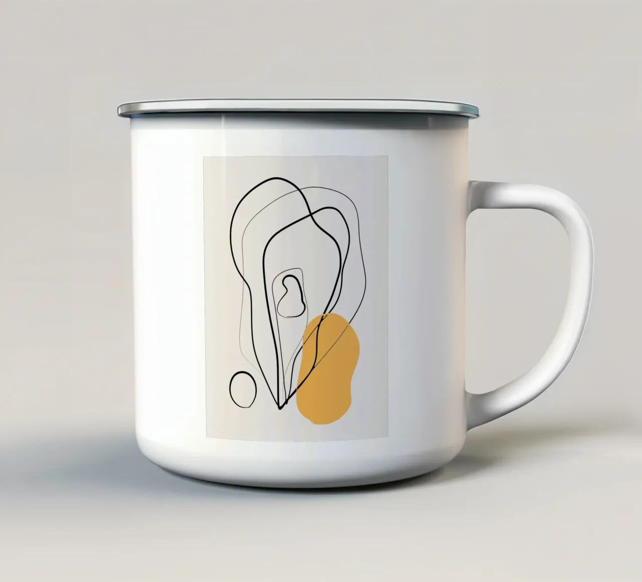Giallo e linee artistiche 02 tazza in smalto da Little Dean