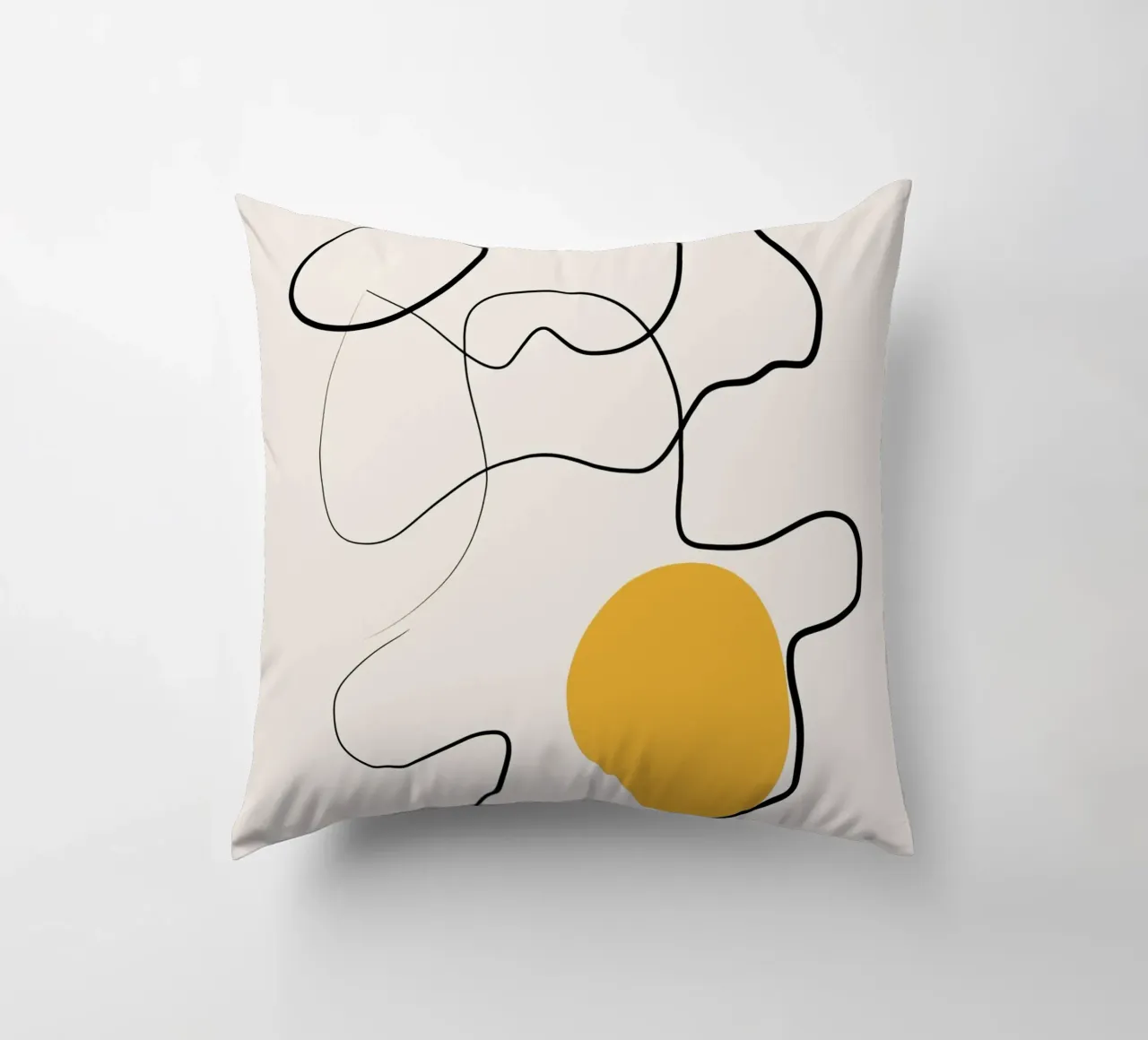 Giallo e linee artistiche 03 cuscino da Little Dean