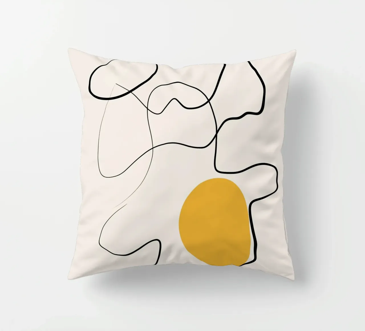 Giallo e linee artistiche 03 cuscino da Little Dean