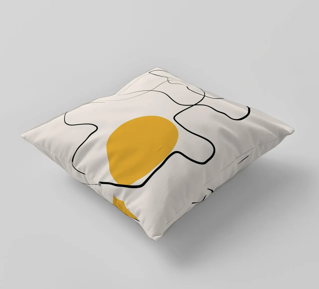 Giallo e linee artistiche 03 cuscino da Little Dean