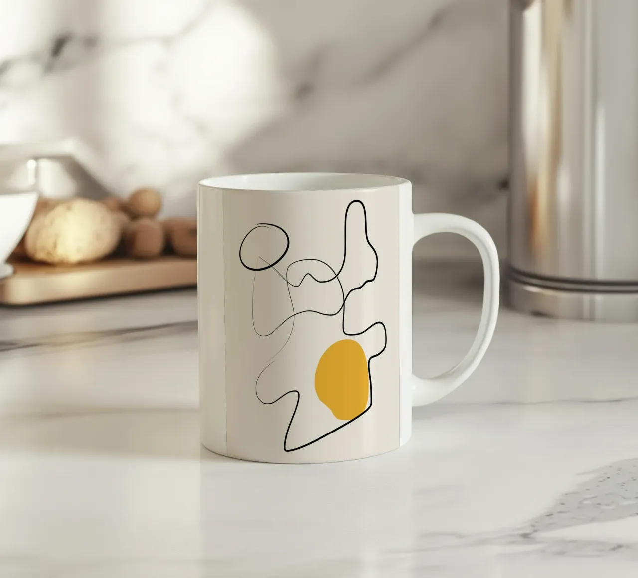 Giallo e linee artistiche 03 tazza in ceramica da Little Dean