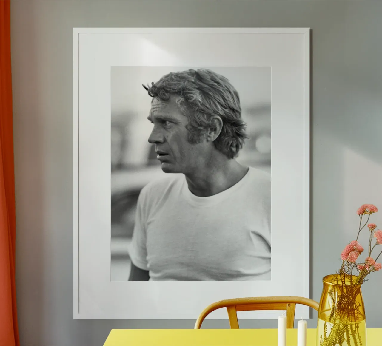 Steve McQueen poster con telaio in legno da April Lewis