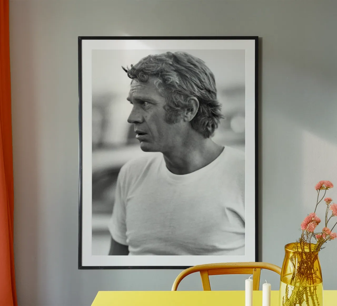 Steve McQueen poster con telaio in legno da April Lewis