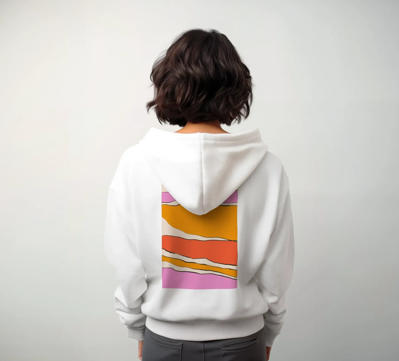 Warm pink orange lines felpa con cappuccio da BAINAI