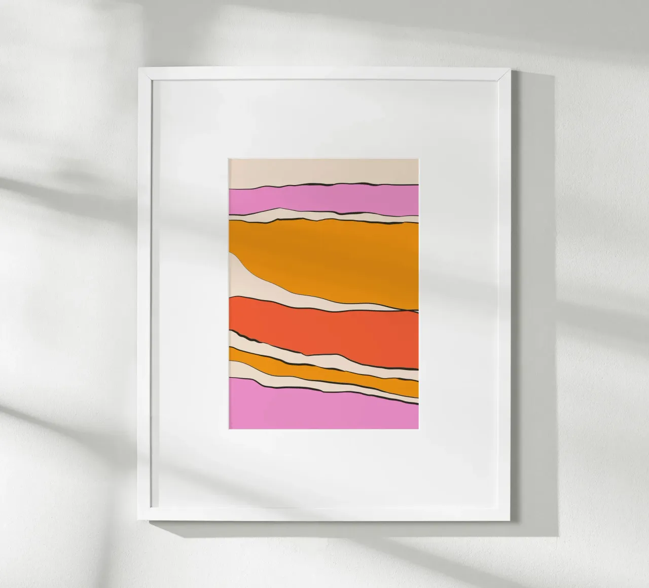 Warm pink orange lines poster by BAINAI