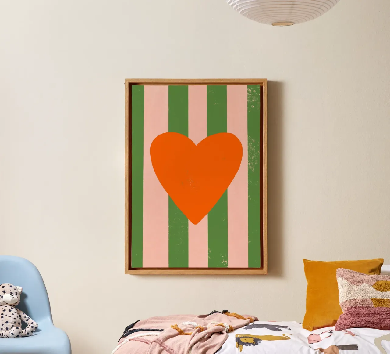 Cuore arancione tela con Cornice a cassetta da ByHand