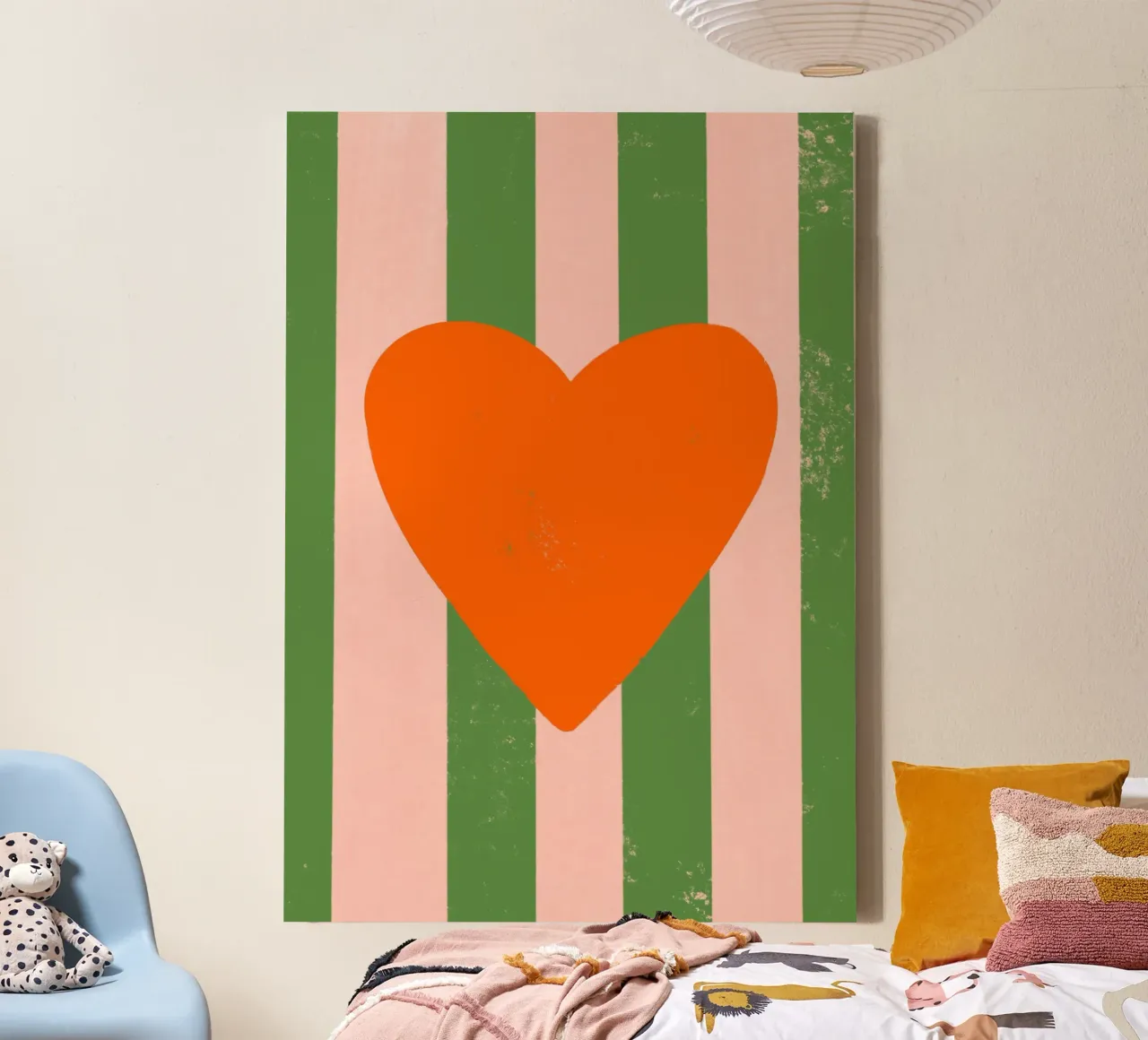 Cuore arancione tela con Cornice a cassetta da ByHand