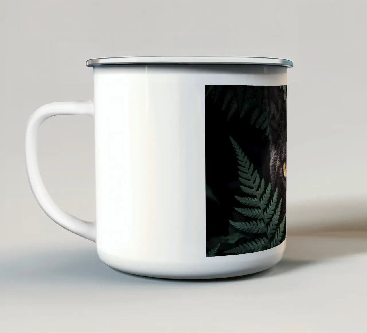 Gatto nero tazza in smalto da arizrab