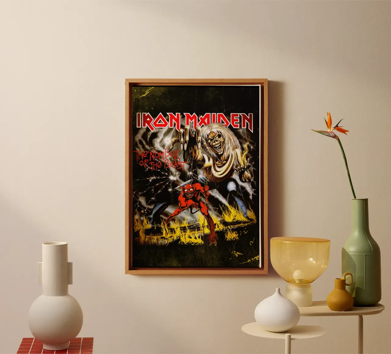 The Number Of The Beast - Iron Maiden Leinwand mit Schattenfugenrahmen von mannys_artt