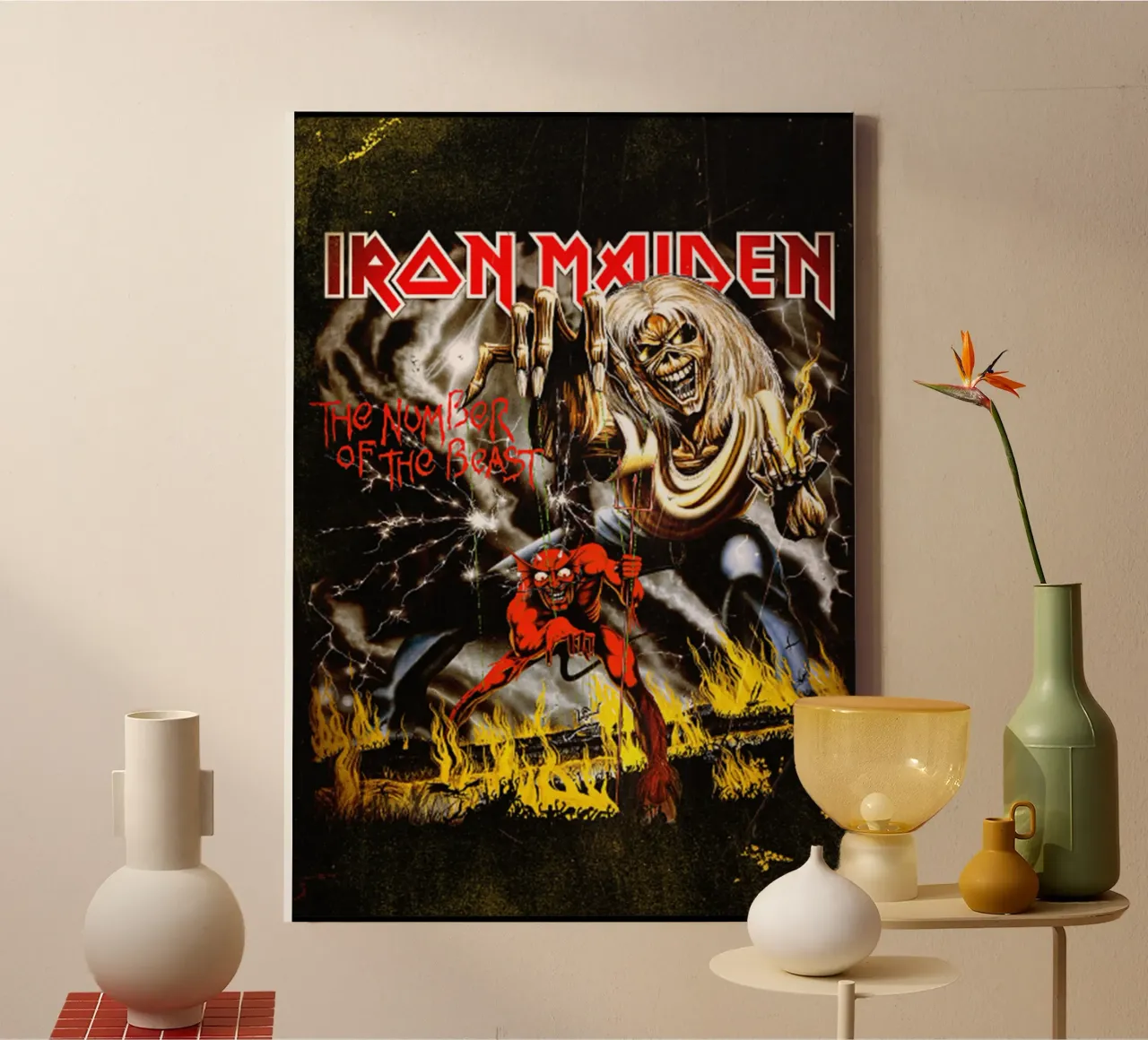 The Number Of The Beast - Iron Maiden Leinwand mit Schattenfugenrahmen von mannys_artt