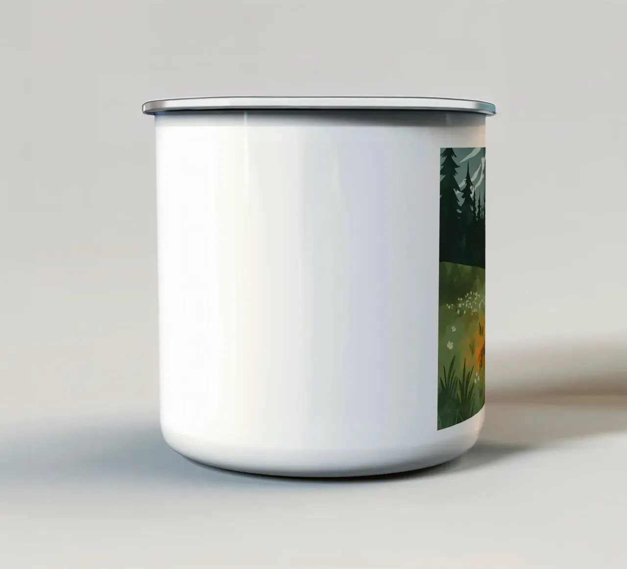 Falò in un prato di montagna tazza in smalto da DesignDoodle