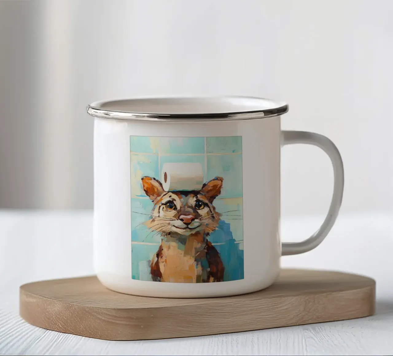 Pittura di gatti ad acquerello tazza in smalto da eliouxence