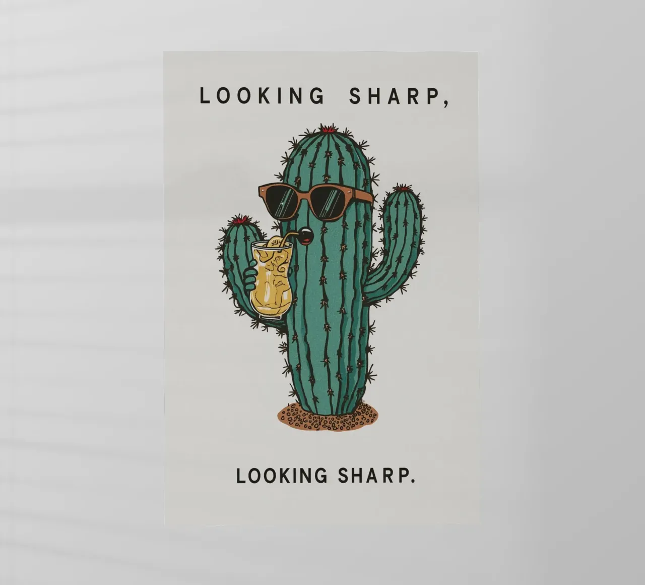 Cool Cartoon cactus con occhiali da sole con in mano un drink pellicola backlit da DesignDoodle