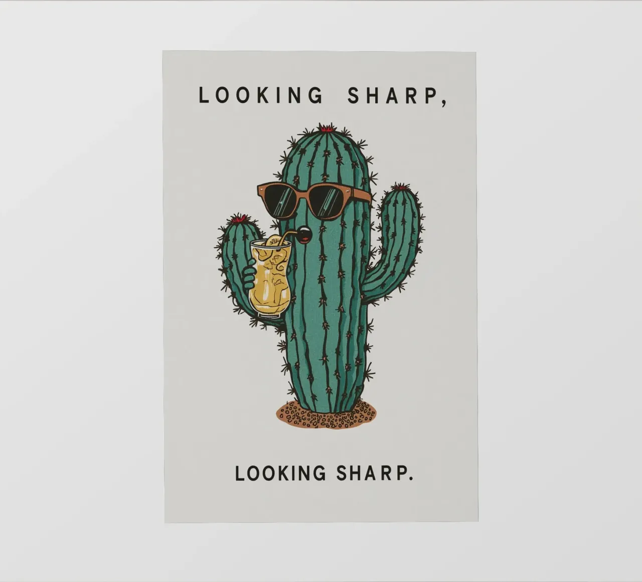 Cool Cartoon cactus con occhiali da sole con in mano un drink pellicola backlit da DesignDoodle