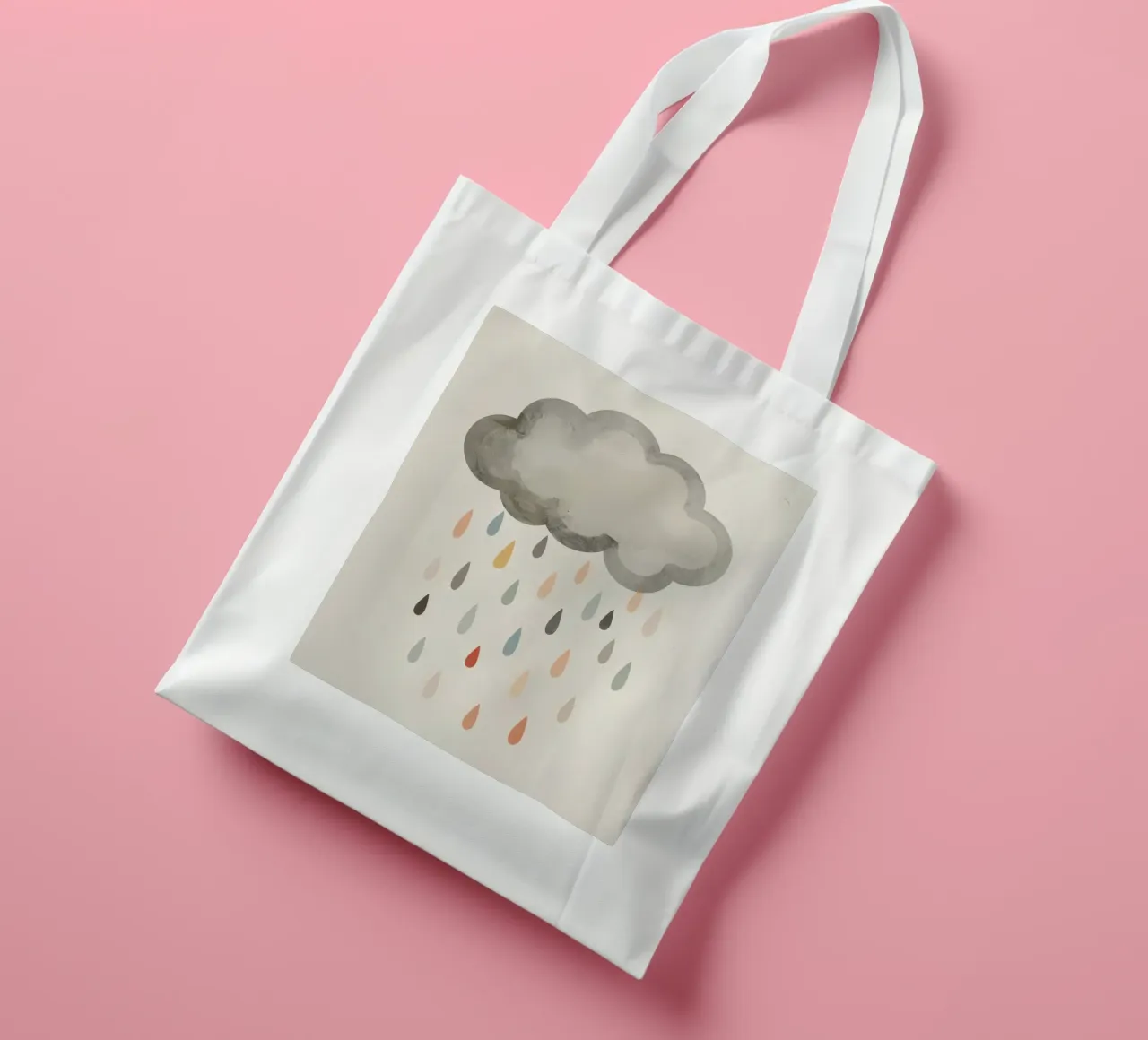 Nuvola con gocce di pioggia colorate borsa in juta da DesignDoodle