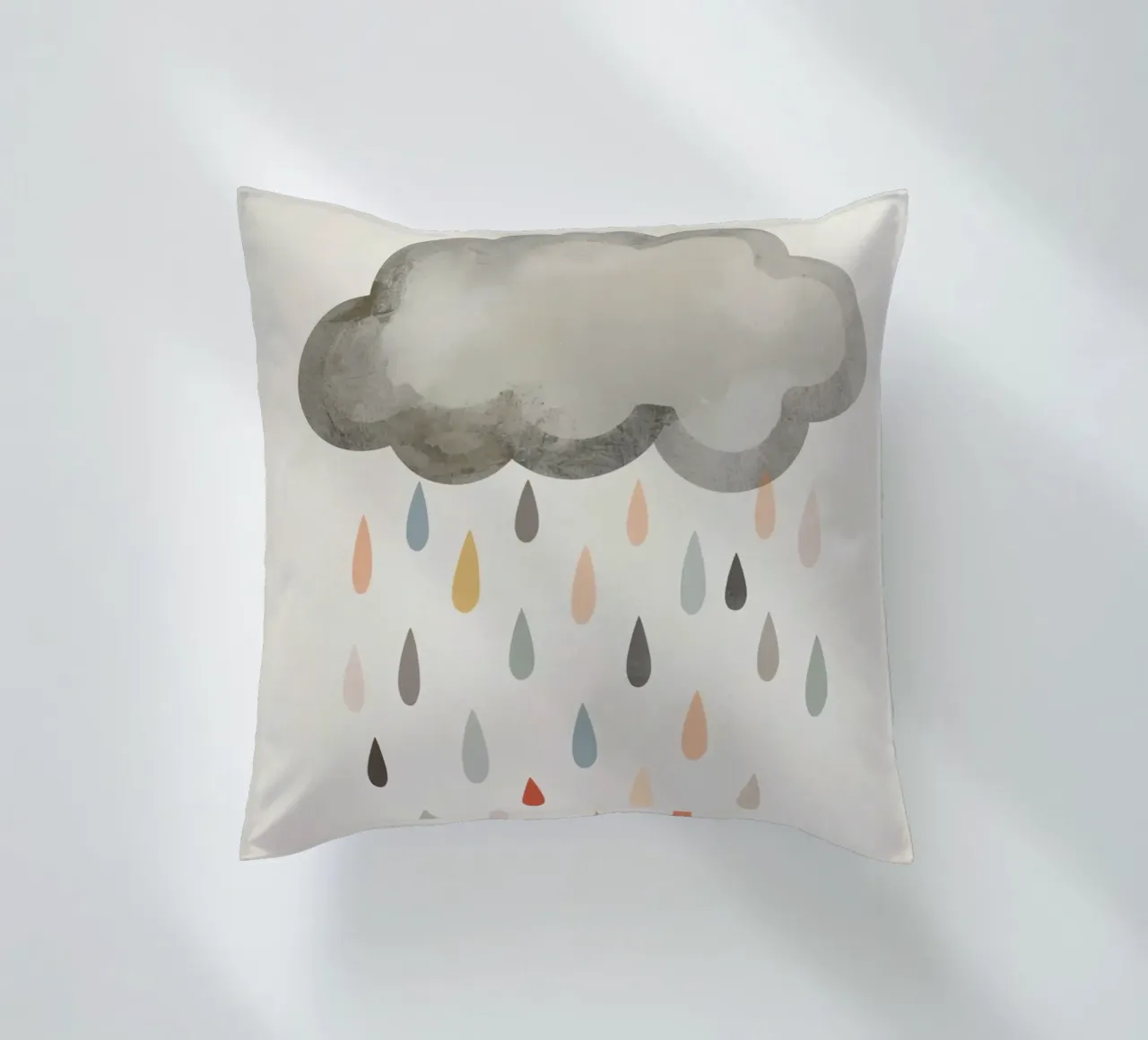 Nuvola con gocce di pioggia colorate cuscino da DesignDoodle