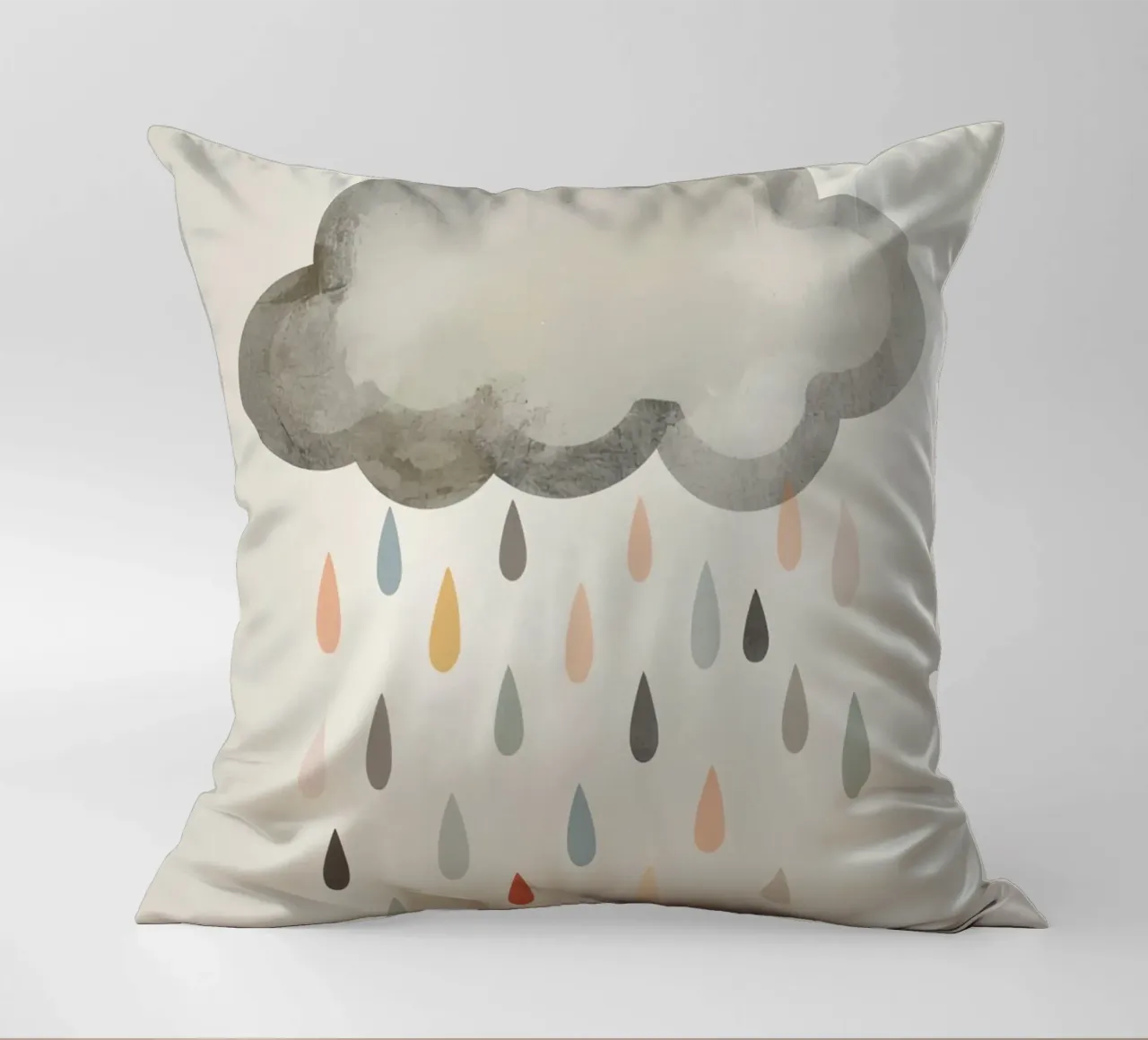 Nuvola con gocce di pioggia colorate cuscino da DesignDoodle