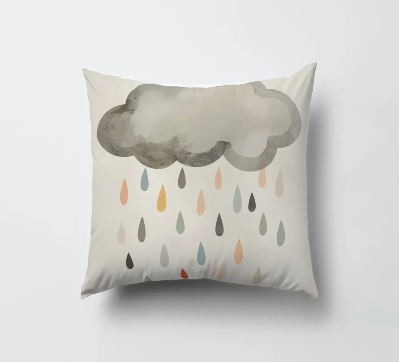 Nuvola con gocce di pioggia colorate cuscino da DesignDoodle