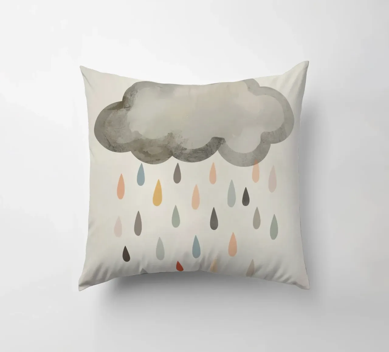 Nuvola con gocce di pioggia colorate cuscino da DesignDoodle
