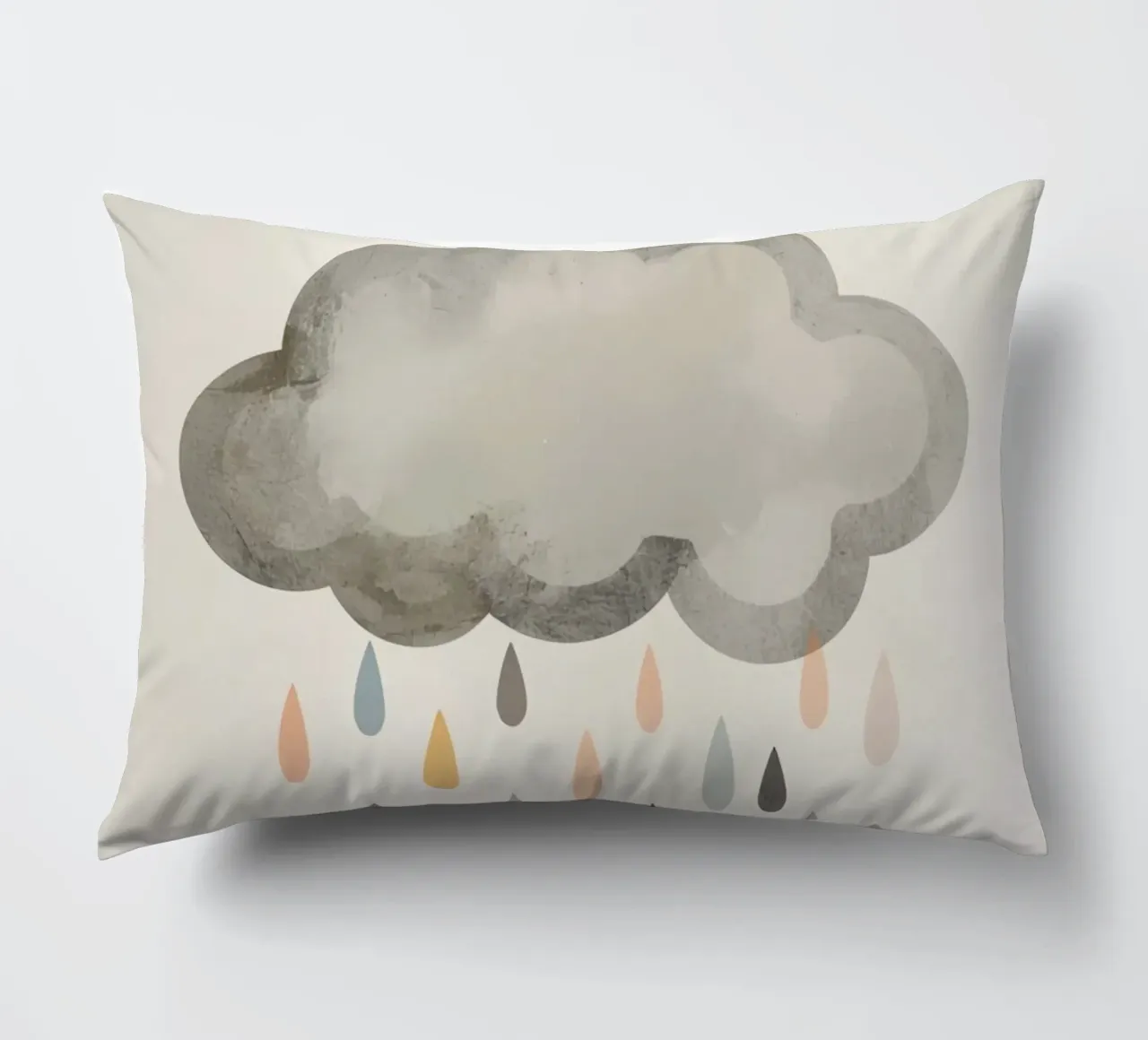 Nuvola con gocce di pioggia colorate cuscino da DesignDoodle