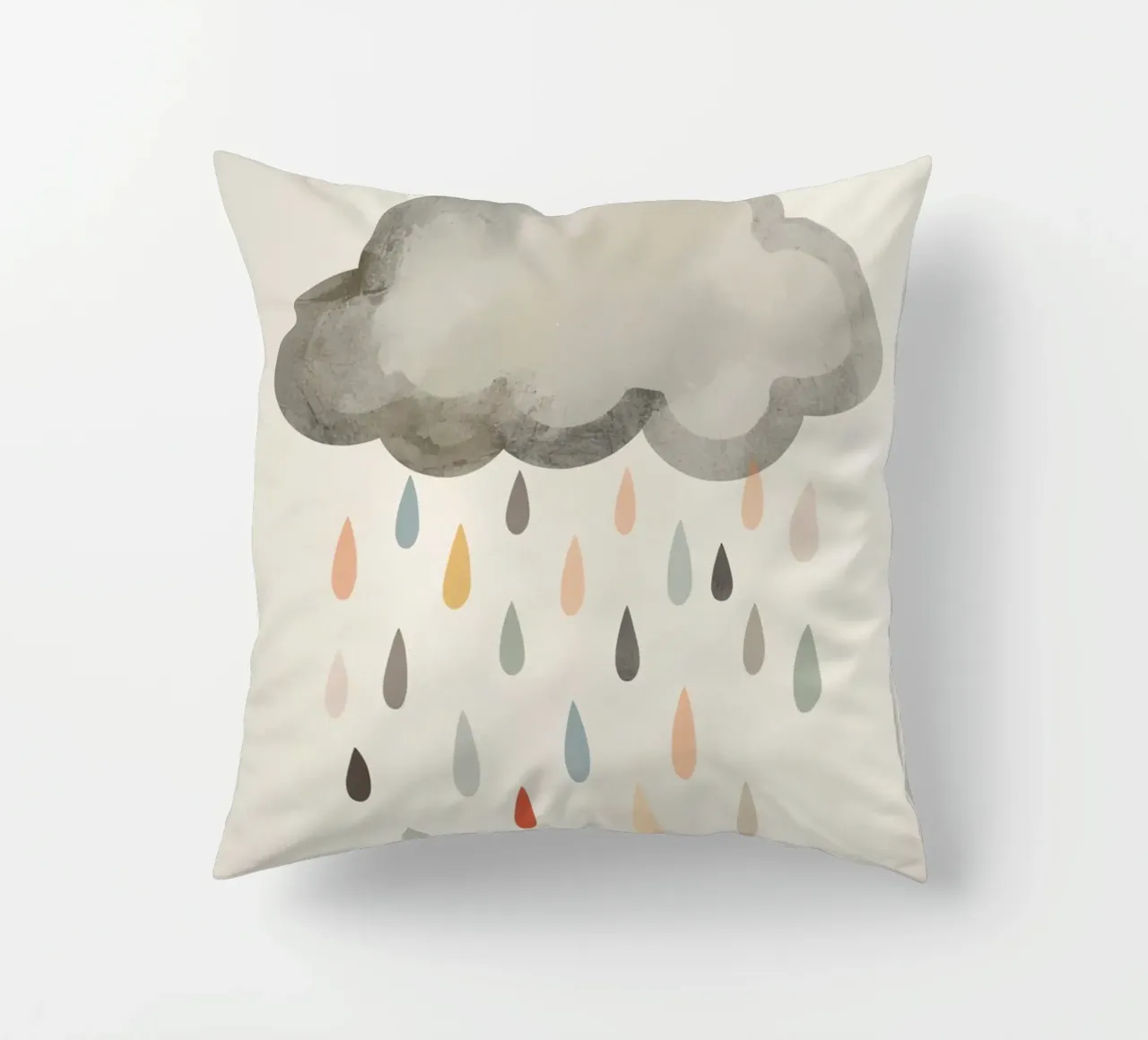 Nuvola con gocce di pioggia colorate cuscino da DesignDoodle