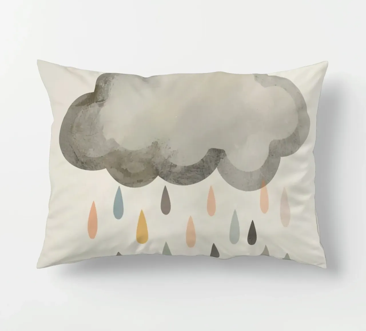 Nuvola con gocce di pioggia colorate cuscino da DesignDoodle