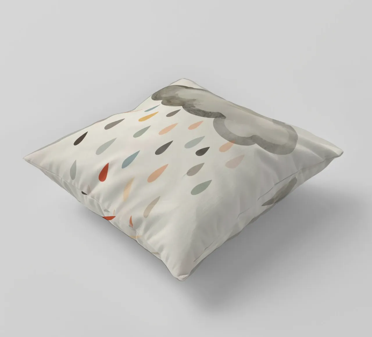 Nuvola con gocce di pioggia colorate cuscino da DesignDoodle