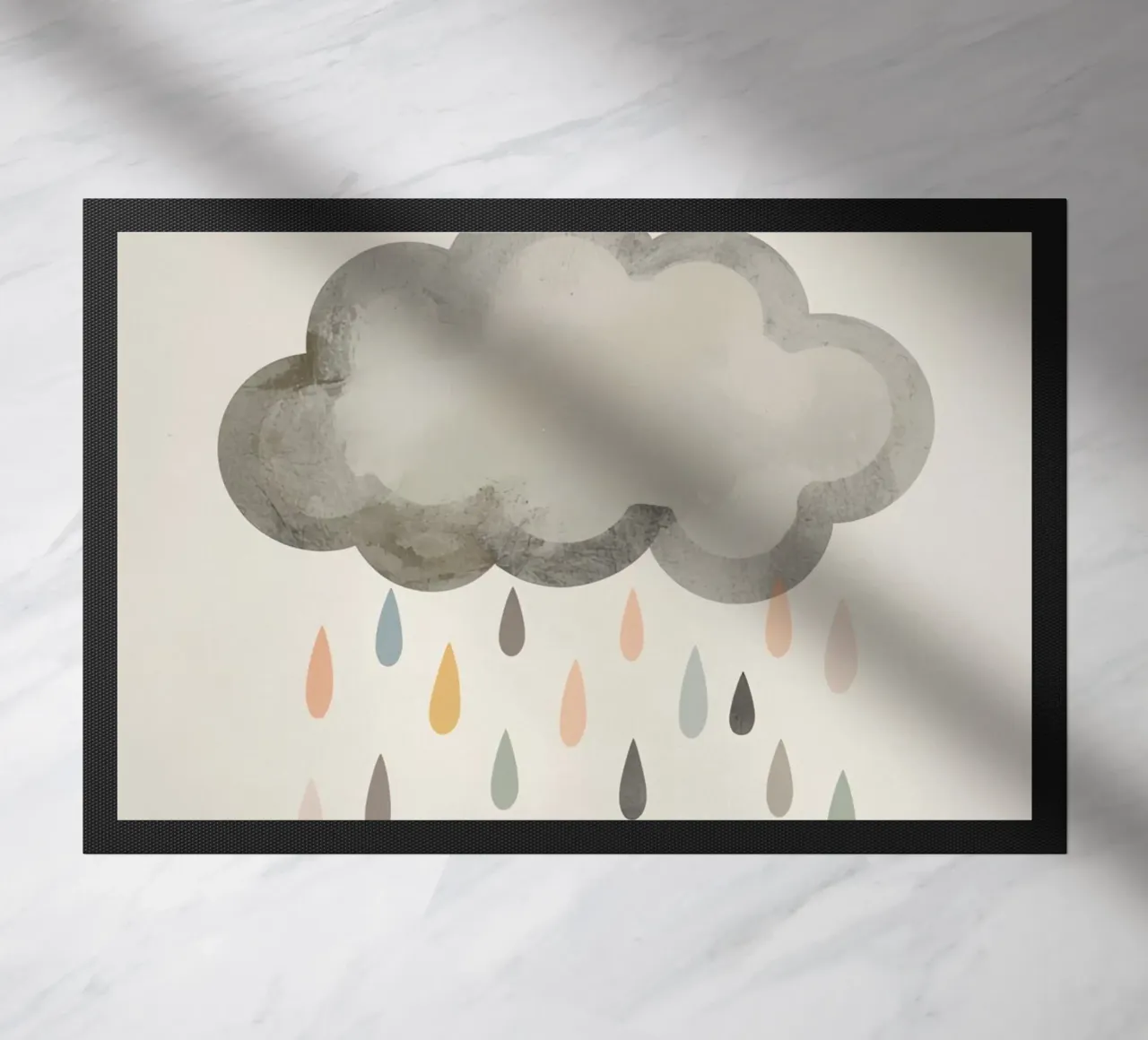Nuvola con gocce di pioggia colorate zerbino da DesignDoodle