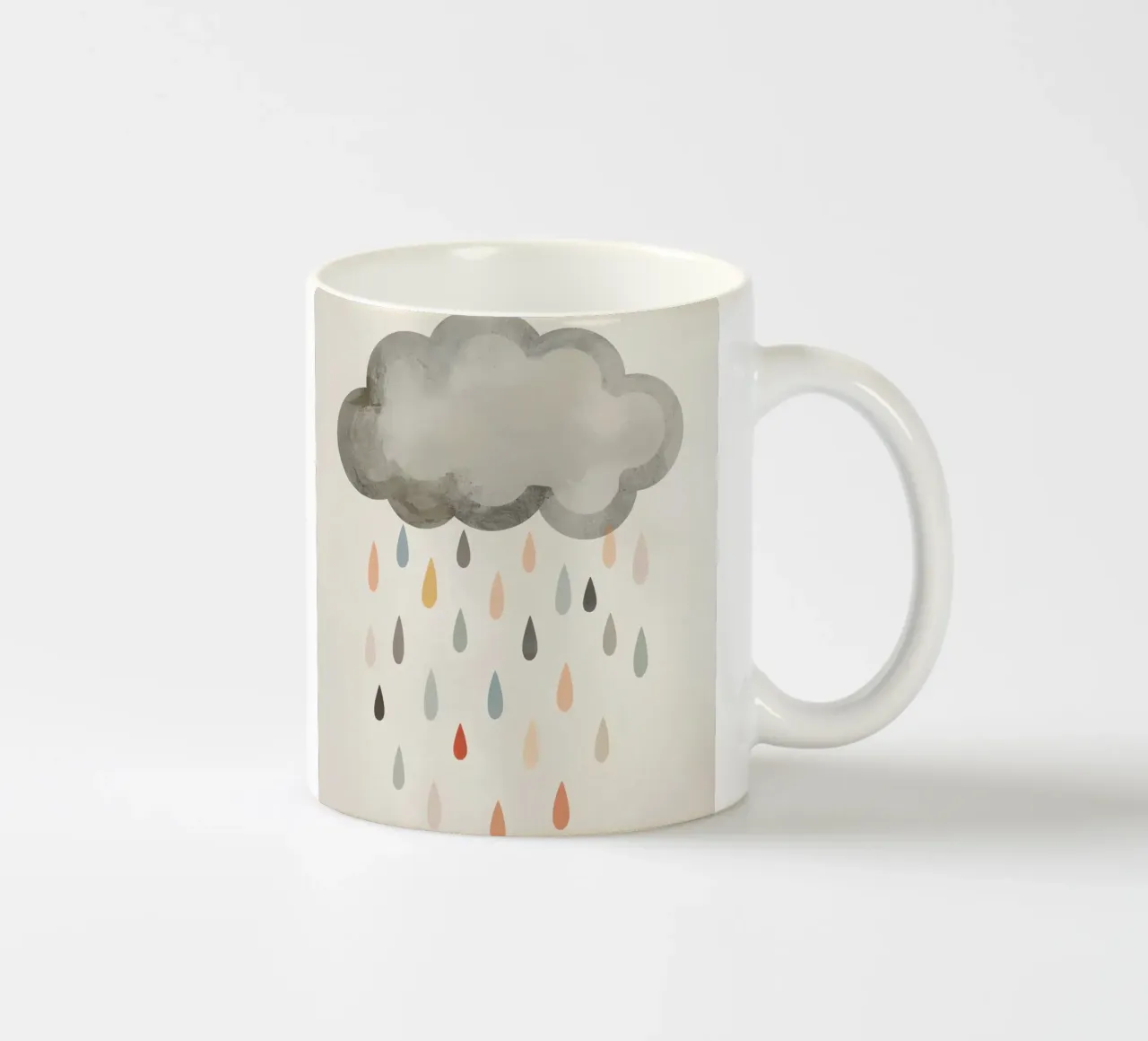 Nuvola con gocce di pioggia colorate tazza in ceramica da DesignDoodle
