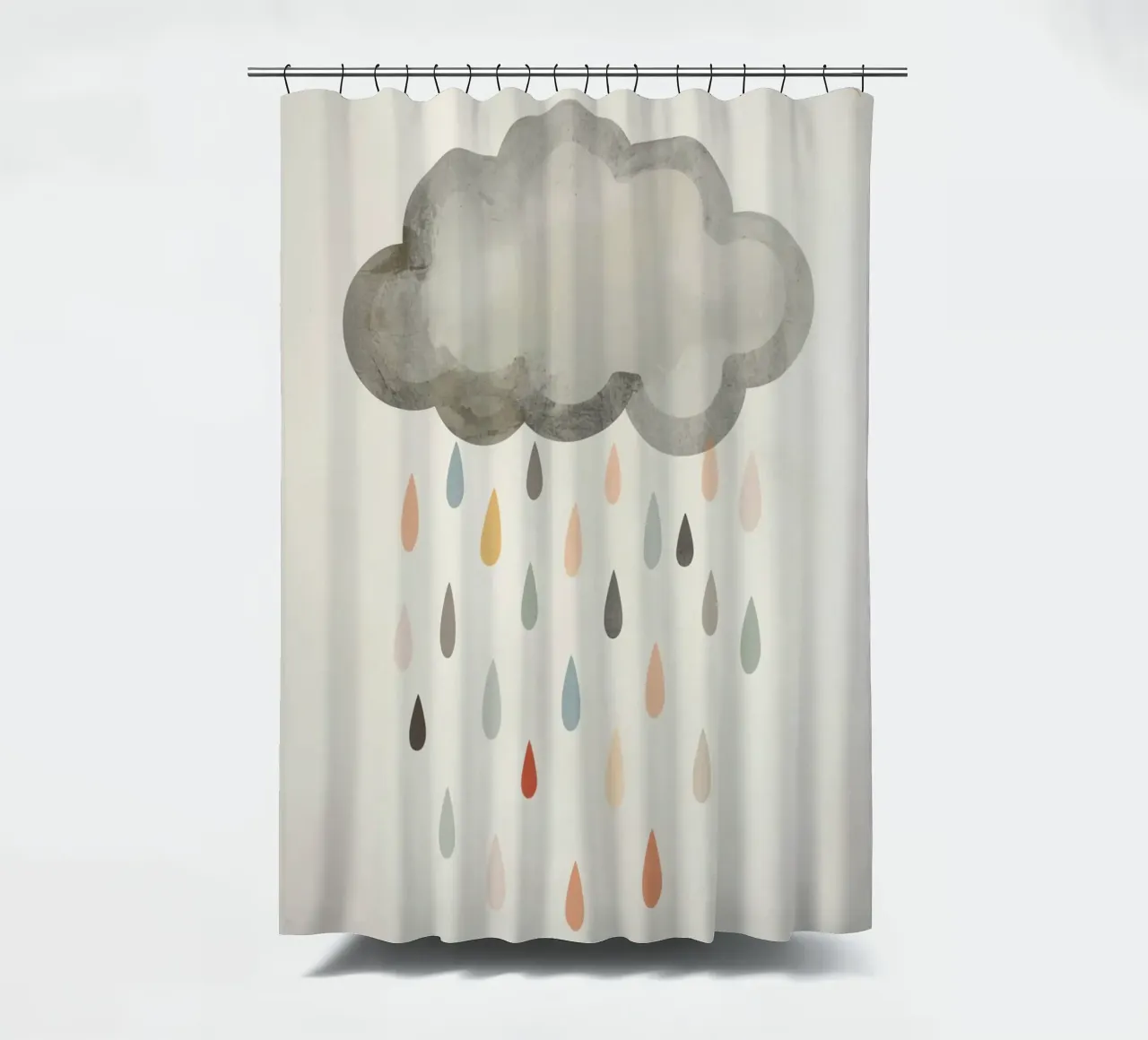 Nuvola con gocce di pioggia colorate tenda da doccia da DesignDoodle