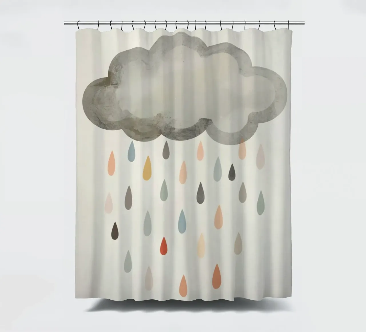 Nuvola con gocce di pioggia colorate tenda da doccia da DesignDoodle