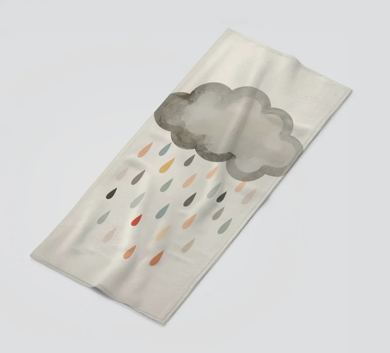 Nuvola con gocce di pioggia colorate telo mare da DesignDoodle