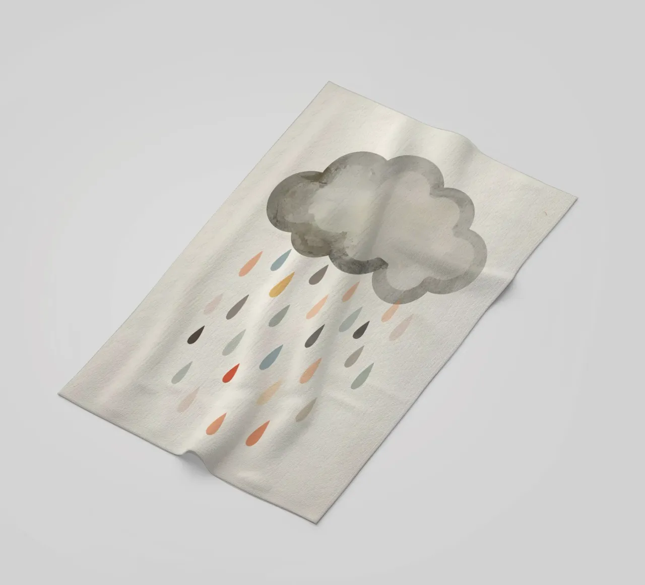 Nuvola con gocce di pioggia colorate telo mare da DesignDoodle