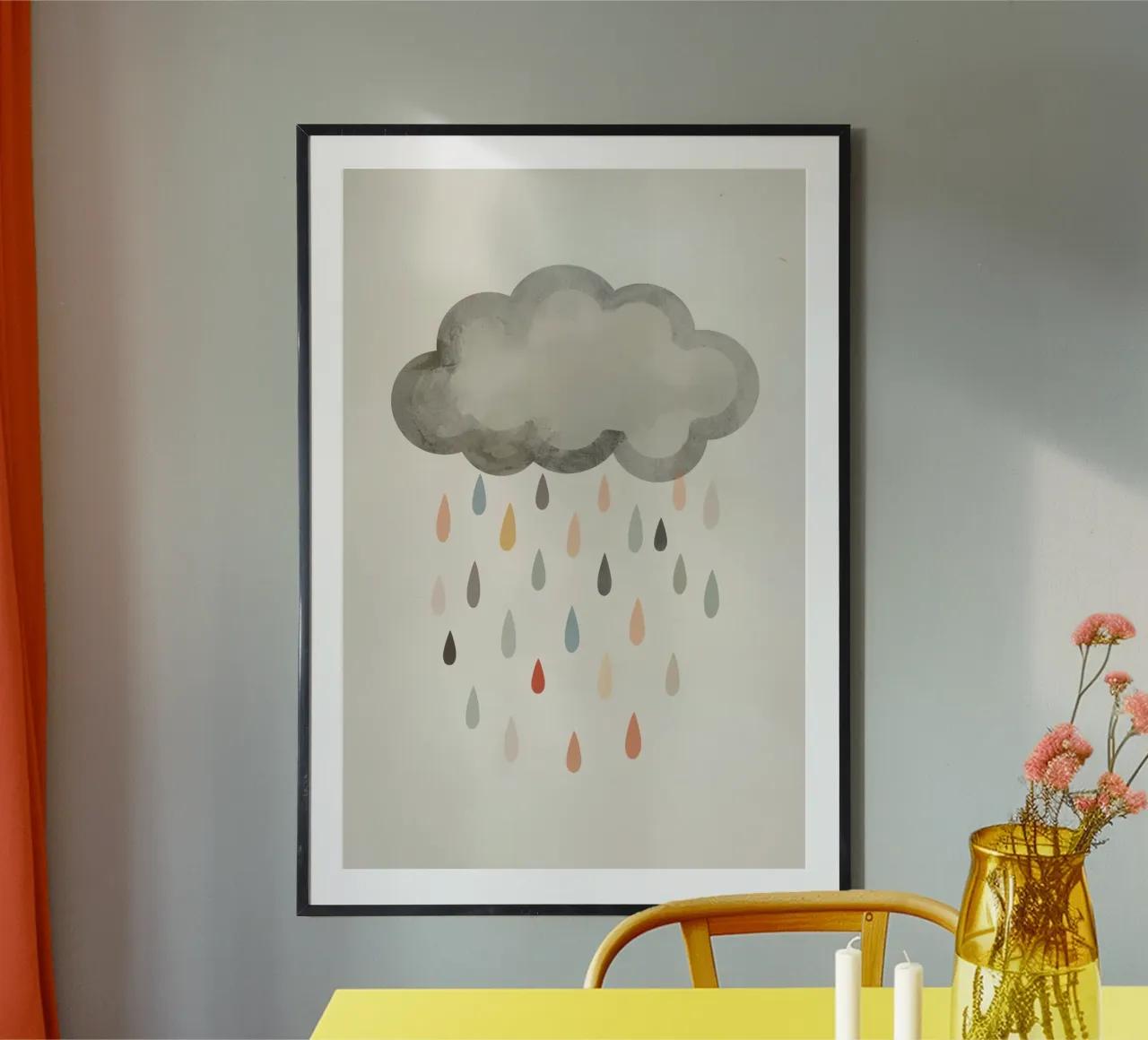 Nuvola con gocce di pioggia colorate carta hahnemühle da DesignDoodle