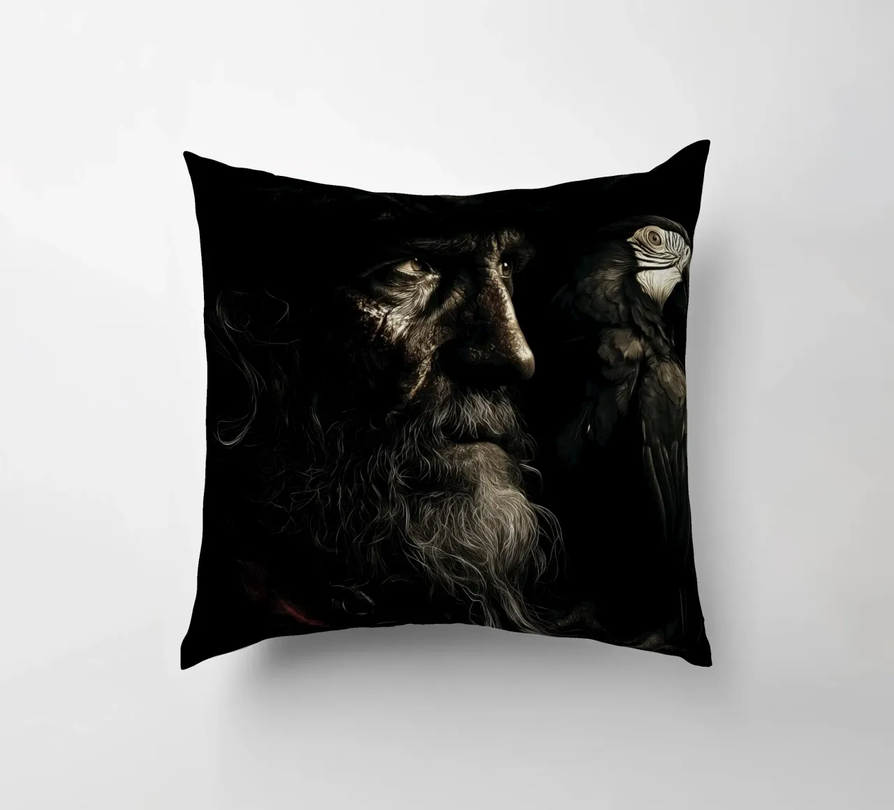 Studio sui pirati scuri con pappagallo cuscino da pixelbull - medieval art and more