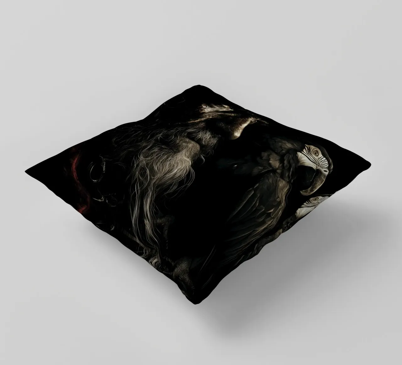 Studio sui pirati scuri con pappagallo cuscino da pixelbull - medieval art and more