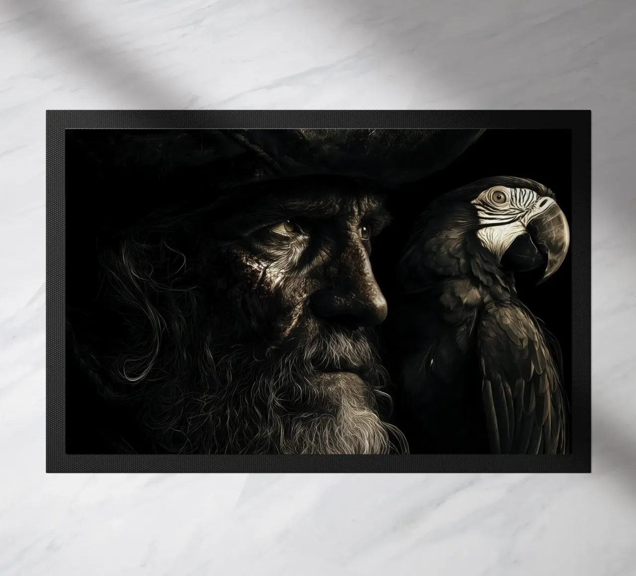 Studio sui pirati scuri con pappagallo zerbino da pixelbull - medieval art and more