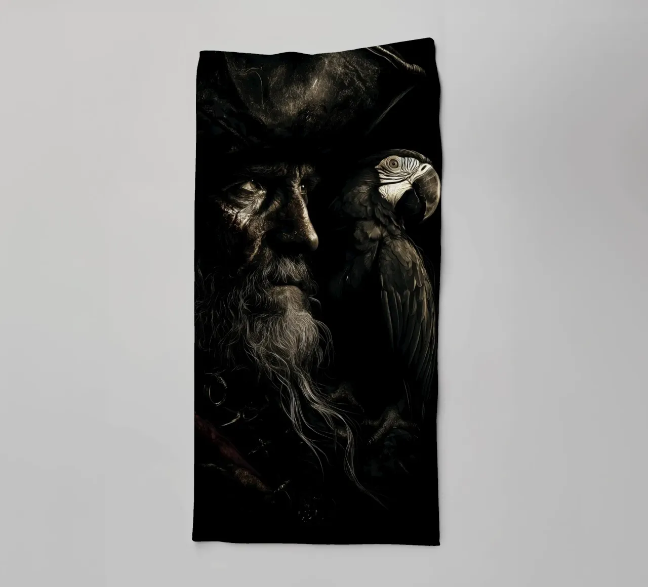 Studio sui pirati scuri con pappagallo asciugamano da bagno da pixelbull - medieval art and more
