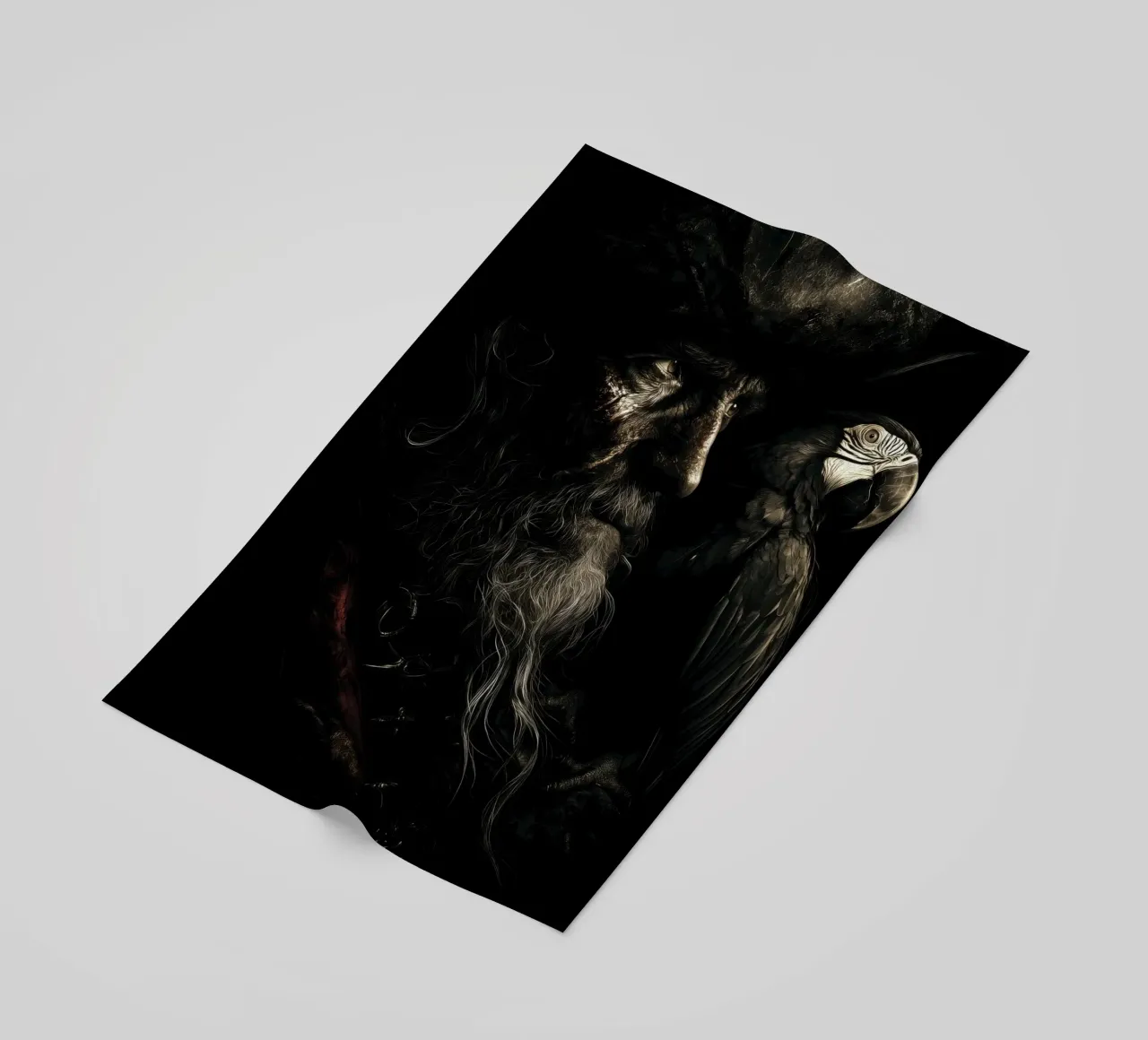 Studio sui pirati scuri con pappagallo telo mare da pixelbull - medieval art and more