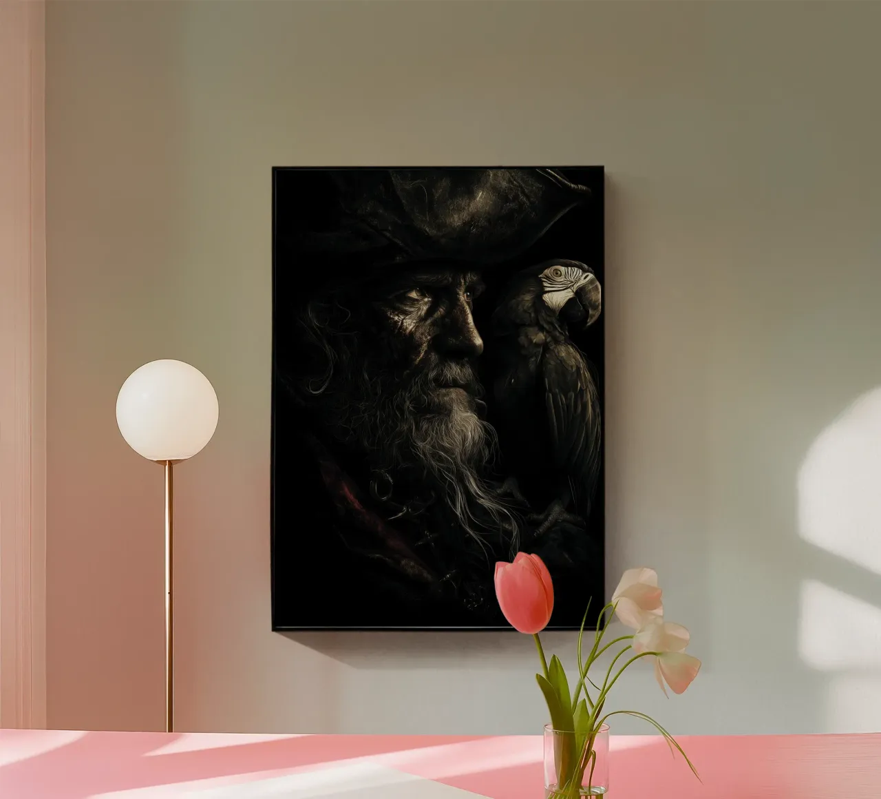 Studio sui pirati scuri con pappagallo plexiglass da pixelbull - medieval art and more