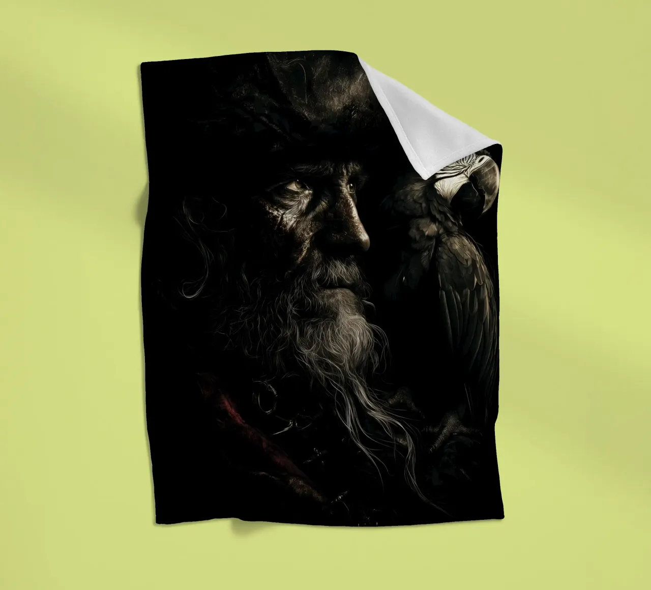 Studio sui pirati scuri con pappagallo coperta in pile da pixelbull - medieval art and more