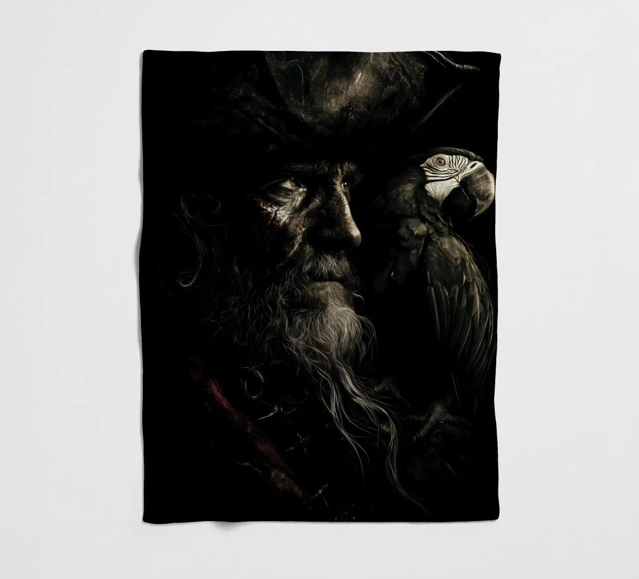 Studio sui pirati scuri con pappagallo coperta in pile da pixelbull - medieval art and more