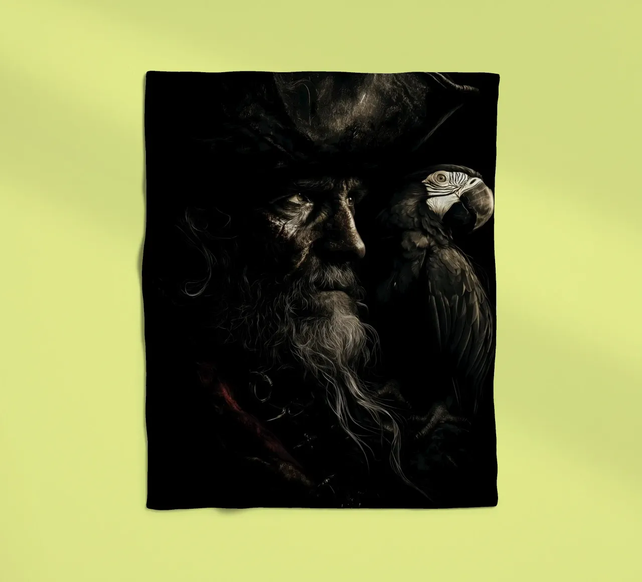 Studio sui pirati scuri con pappagallo coperta in pile da pixelbull - medieval art and more