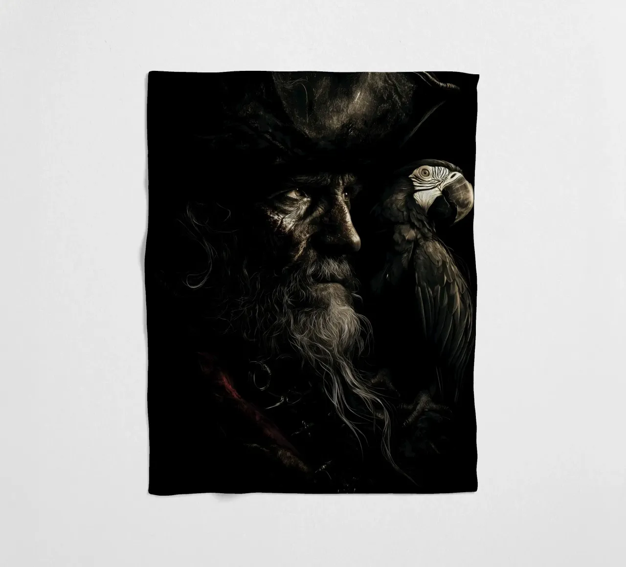 Studio sui pirati scuri con pappagallo coperta in pile da pixelbull - medieval art and more