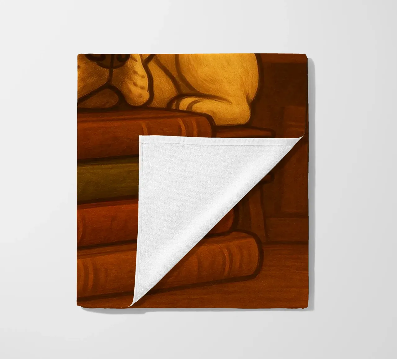 Bulldog francese addormentato in una biblioteca telo mare da pixelbull - medieval art and more