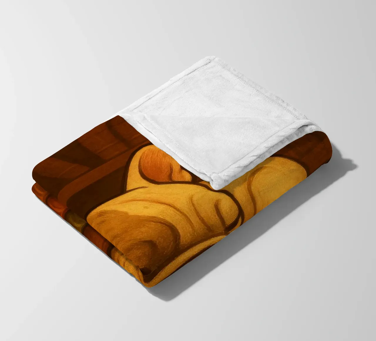 Bulldog francese addormentato in una biblioteca coperta in pile da pixelbull - medieval art and more