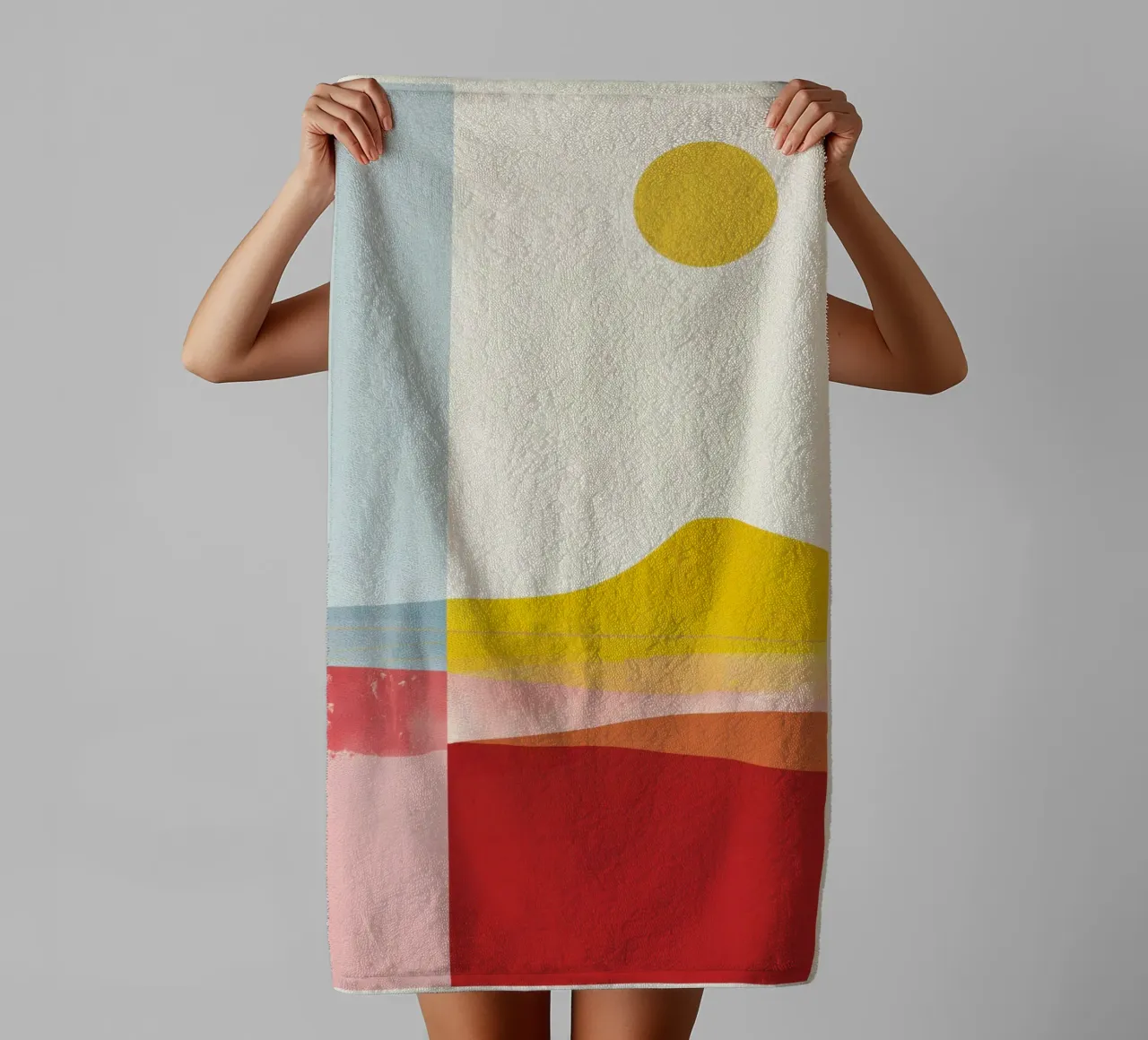 Abstract landscape with sun | Shared serenity towel by Autofocus