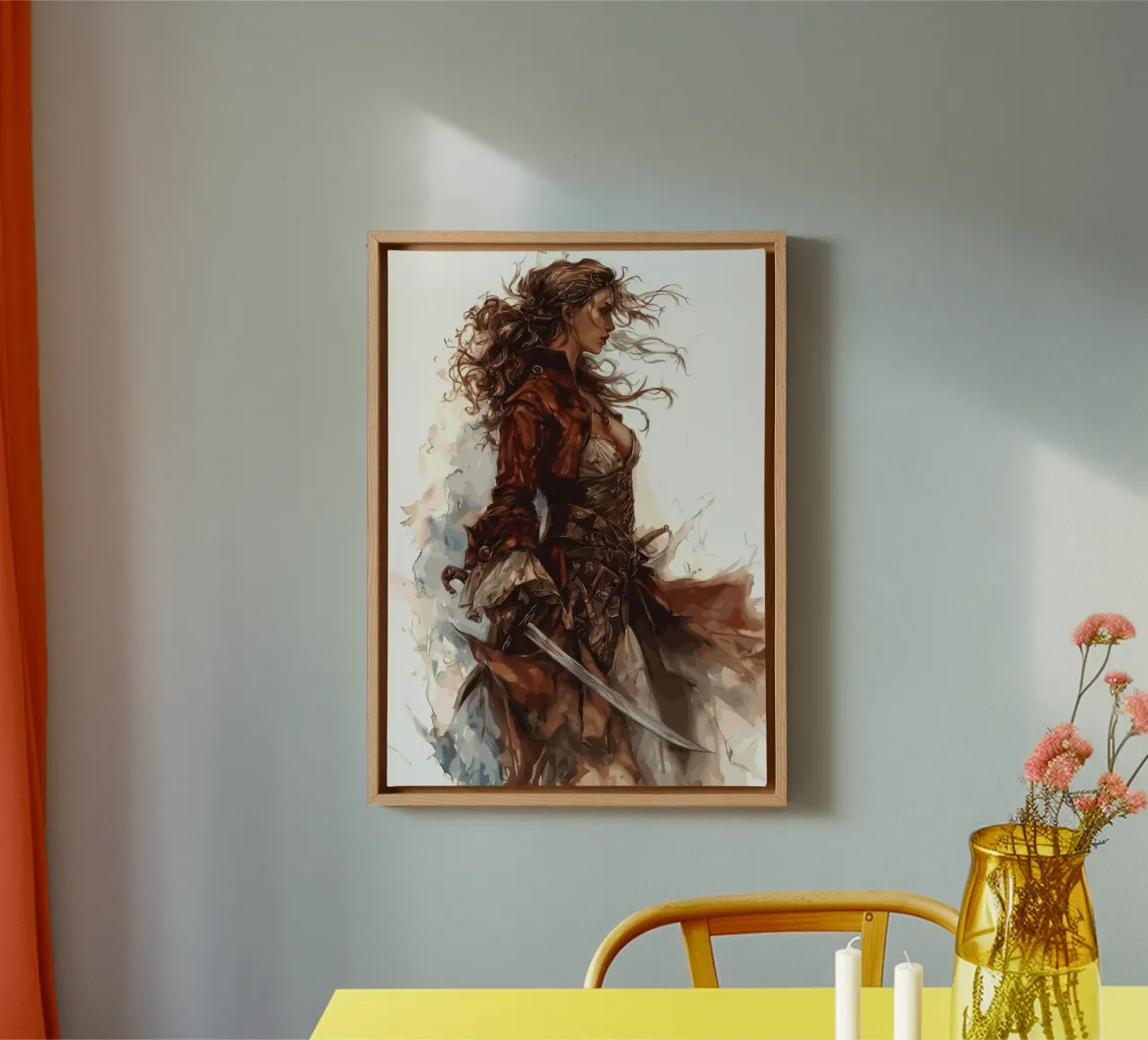 Un pirata nel vento con un atteggiamento determinato tela da pixelbull - medieval art and more